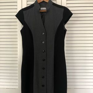 Calvin Klein Cap Sleeve Gray and Black Dress